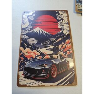 Mazda Miata Rustic-looking‎ Metal Sign 8x12 Floral Sunset